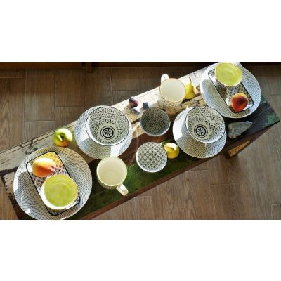   Retro star 14 részes modern design porcelán étkészlet 2 személyre 