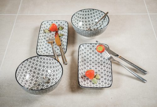 Retro star 4 részes modern design porcelán étkészlet 2 személyre 