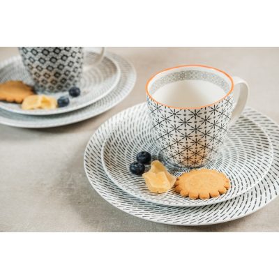   Retro star breakfast 6 részes modern design porcelán reggeliző étkészlet 2 személyre 