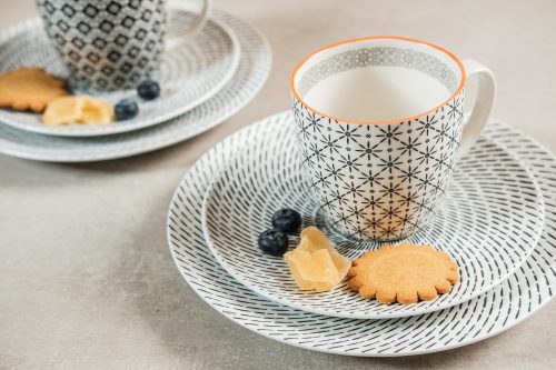 Retro star breakfast 6 részes modern design porcelán reggeliző étkészlet 2 személyre 
