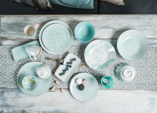 Turquise ocean 14 részes modern design porcelán étkészlet 2 személyre 