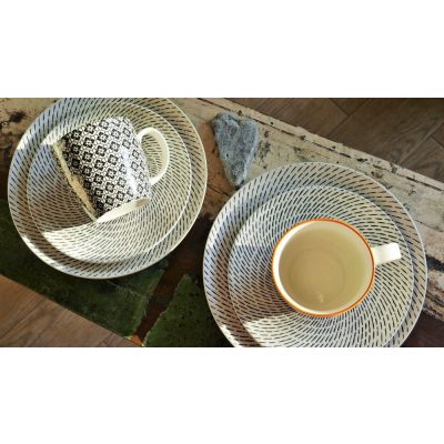   Retro star breakfast 12 részes modern design porcelán étkészlet 4 személyre 