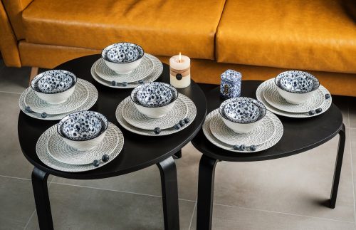 Black & blue 24 részes modern design porcelán étkészlet 6 személyre 