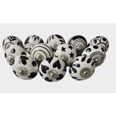 12 db-os vintage stílusú porcelán bútorgomb szett