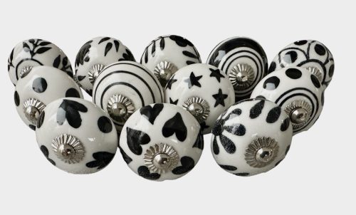 12 db-os vintage stílusú porcelán bútorgomb szett