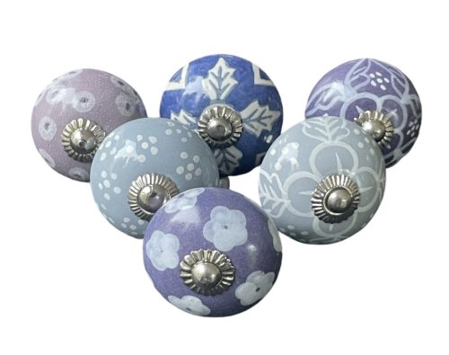 6 db-os vintage stíkusú porcelán bútorgomb szett
