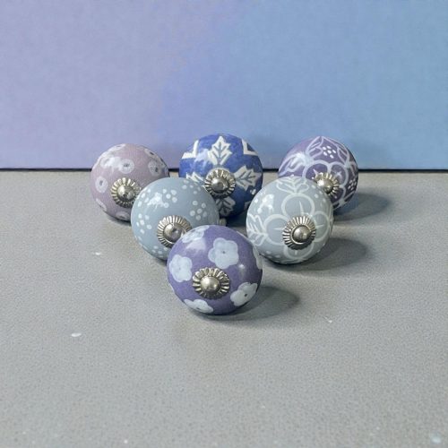 6 db-os vintage stíkusú porcelán bútorgomb szett