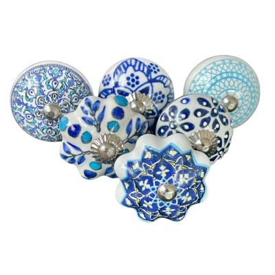 6 db-os vintage stílusú porcelán bútorgomb szett