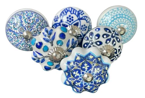 6 db-os vintage stílusú porcelán bútorgomb szett