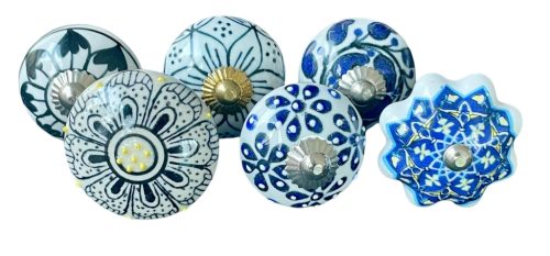 6 db-os vintage stílusú porcelán bútorgomb szett