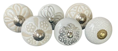 6 db-os vintage stílusú porcelán bútorgomb szett