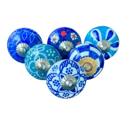 6 db-os vintage stílusú porcelán bútorgomb szett