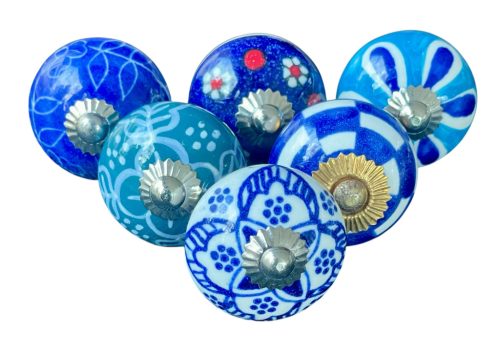 6 db-os vintage stílusú porcelán bútorgomb szett