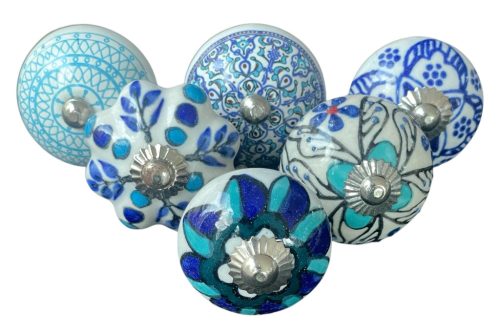6 db-os vintage stílusú porcelán bútorgomb szett