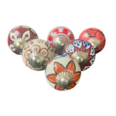 6 db-os vintage stílusú porcelán bútorgomb szett