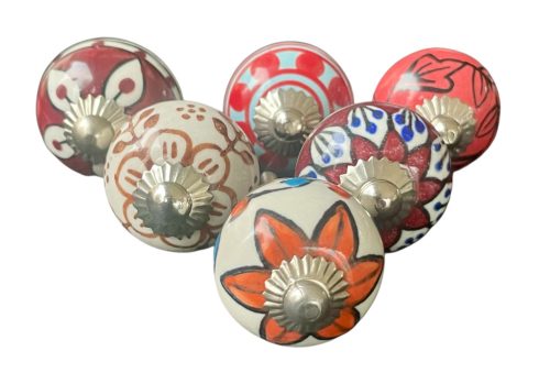 6 db-os vintage stílusú porcelán bútorgomb szett