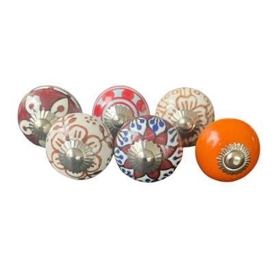 6 db-os vintage stílusú porcelán bútorgomb szett