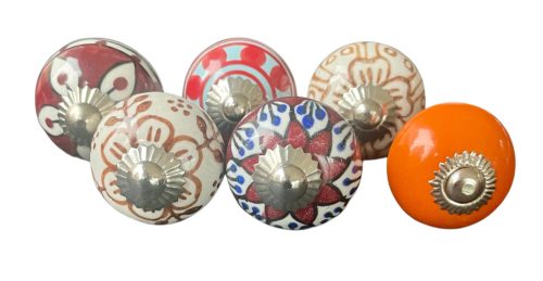6 db-os vintage stílusú porcelán bútorgomb szett