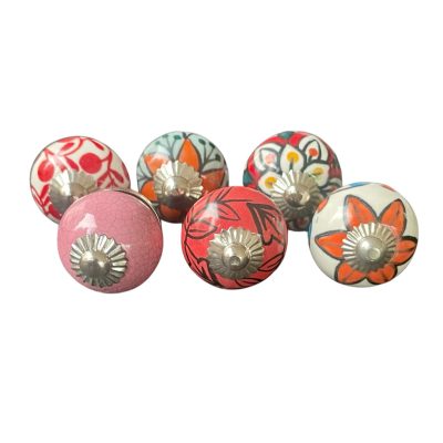 6 db-os vintage stílusú porcelán bútorgomb szett