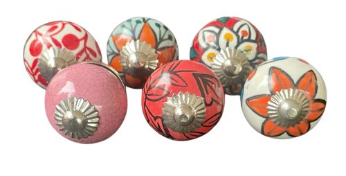 6 db-os vintage stílusú porcelán bútorgomb szett