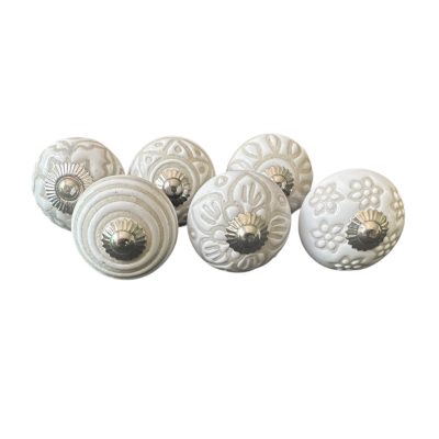 6 db-os vintage stílusú porcelán bútorgomb szett