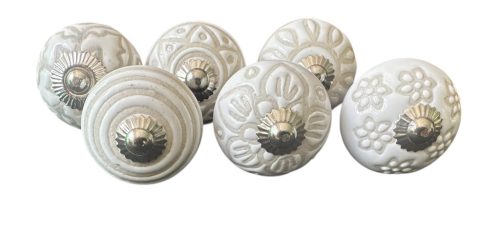 6 db-os vintage stílusú porcelán bútorgomb szett