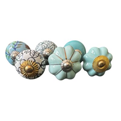6 db-os vintage stílusú porcelán bútorgomb szett