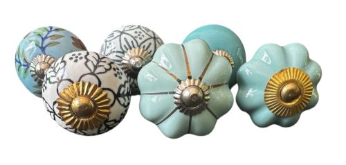 6 db-os vintage stílusú porcelán bútorgomb szett