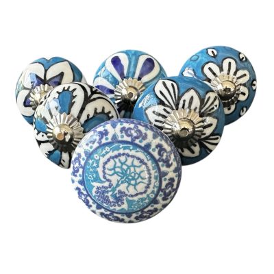 6 db-os vintage stílusú porcelán bútorgomb szett