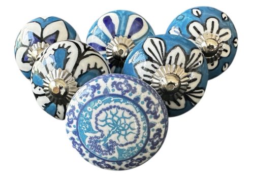 6 db-os vintage stílusú porcelán bútorgomb szett