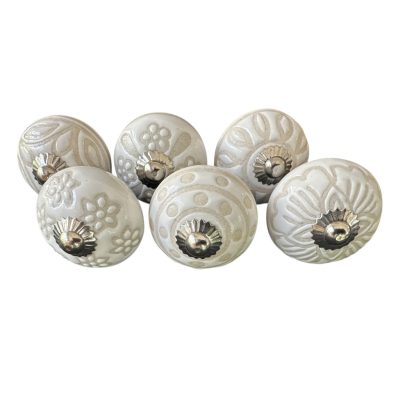 6 db-os vintage stílusú porcelán bútorgomb szett