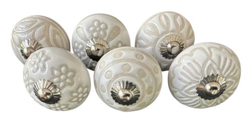 6 db-os vintage stílusú porcelán bútorgomb szett