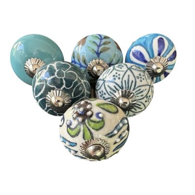 6 db-os vintage stílusú porcelán bútorgomb szett