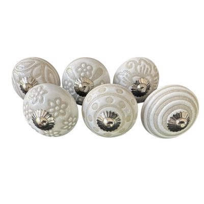 6 db-os vintage stílusú porcelán bútorgomb szett