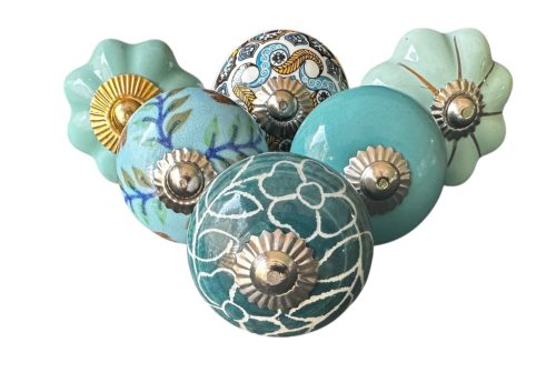6 db-os vintage stílusú porcelán bútorgomb szett
