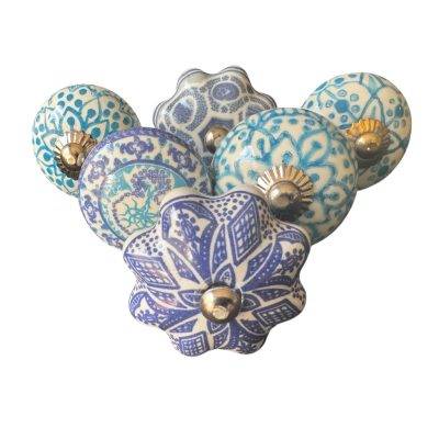 6 db-os vintage stílusú porcelán bútorgomb szett