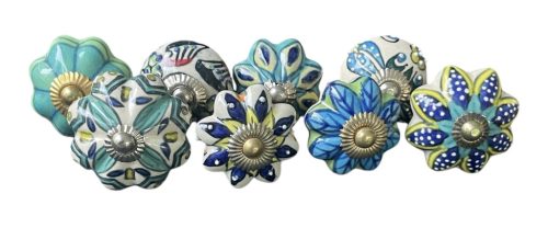 8 db-os vintage stíkusú porcelán bútorgomb szett