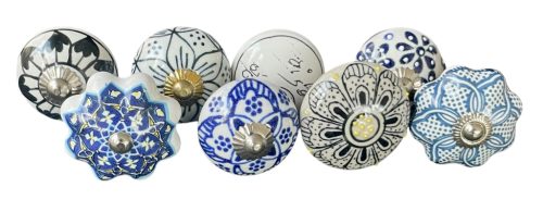 8 db-os vintage stíkusú porcelán bútorgomb szett