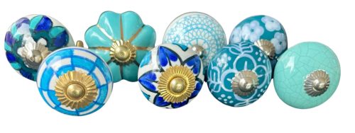 8 db-os vintage stíkusú porcelán bútorgomb szett
