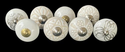 8 db-os vintage stíkusú porcelán bútorgomb szett