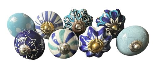 8 db-os vintage stíkusú porcelán bútorgomb szett