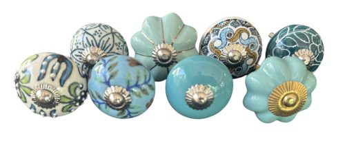 8 db-os vintage stíkusú porcelán bútorgomb szett