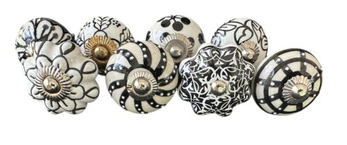 8 db-os vintage stíkusú porcelán bútorgomb szett