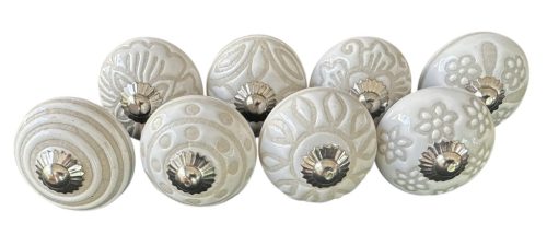 8 db-os vintage stíkusú porcelán bútorgomb szett