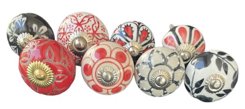 8 db-os vintage stíkusú porcelán bútorgomb szett