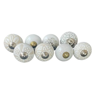 8 db-os vintage stíkusú porcelán bútorgomb szett