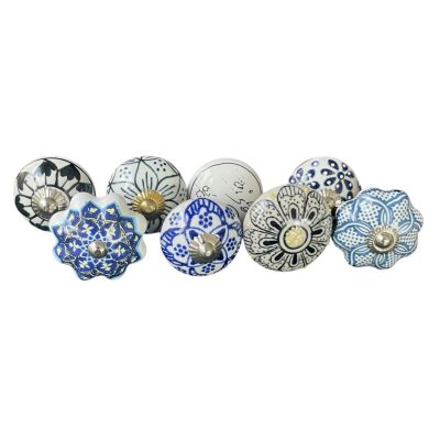 8 db-os vintage stíkusú porcelán bútorgomb szett