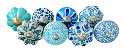 8 db-os vintage stíkusú porcelán bútorgomb szett