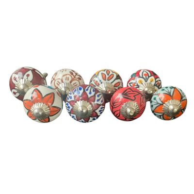 8 db-os vintage stíkusú porcelán bútorgomb szett