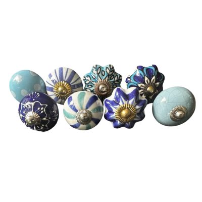 8 db-os vintage stíkusú porcelán bútorgomb szett